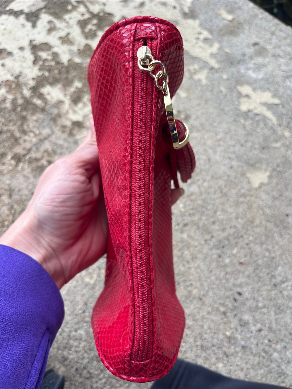 Like new Limited Edition Michael Kors Red Snake-Embossed Tassel Cosmetic Bag - Picture 15 of 15